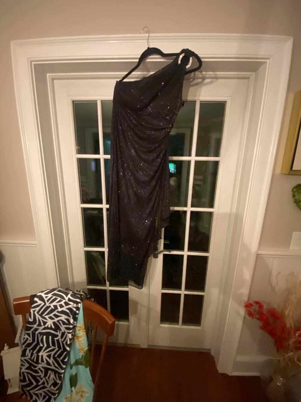 R&M Richards Glitter Dress Size 6P Black